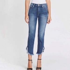 Paige Hoxton Straight Ankle Cropped Raw Hem Jeans Size 25